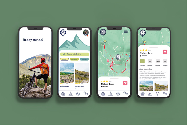 Graphic Design, UX/UI Mountain biking app
